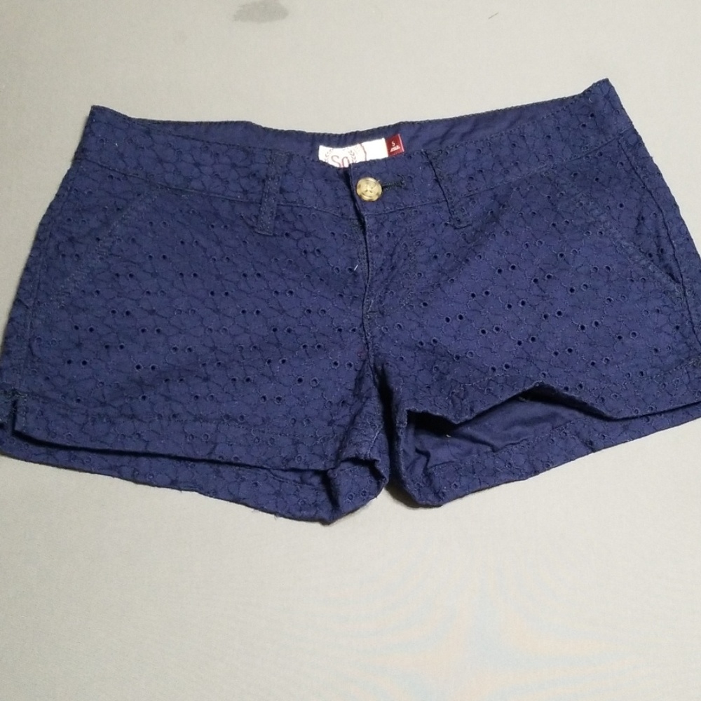 Navy Blue Eyelet Shorts